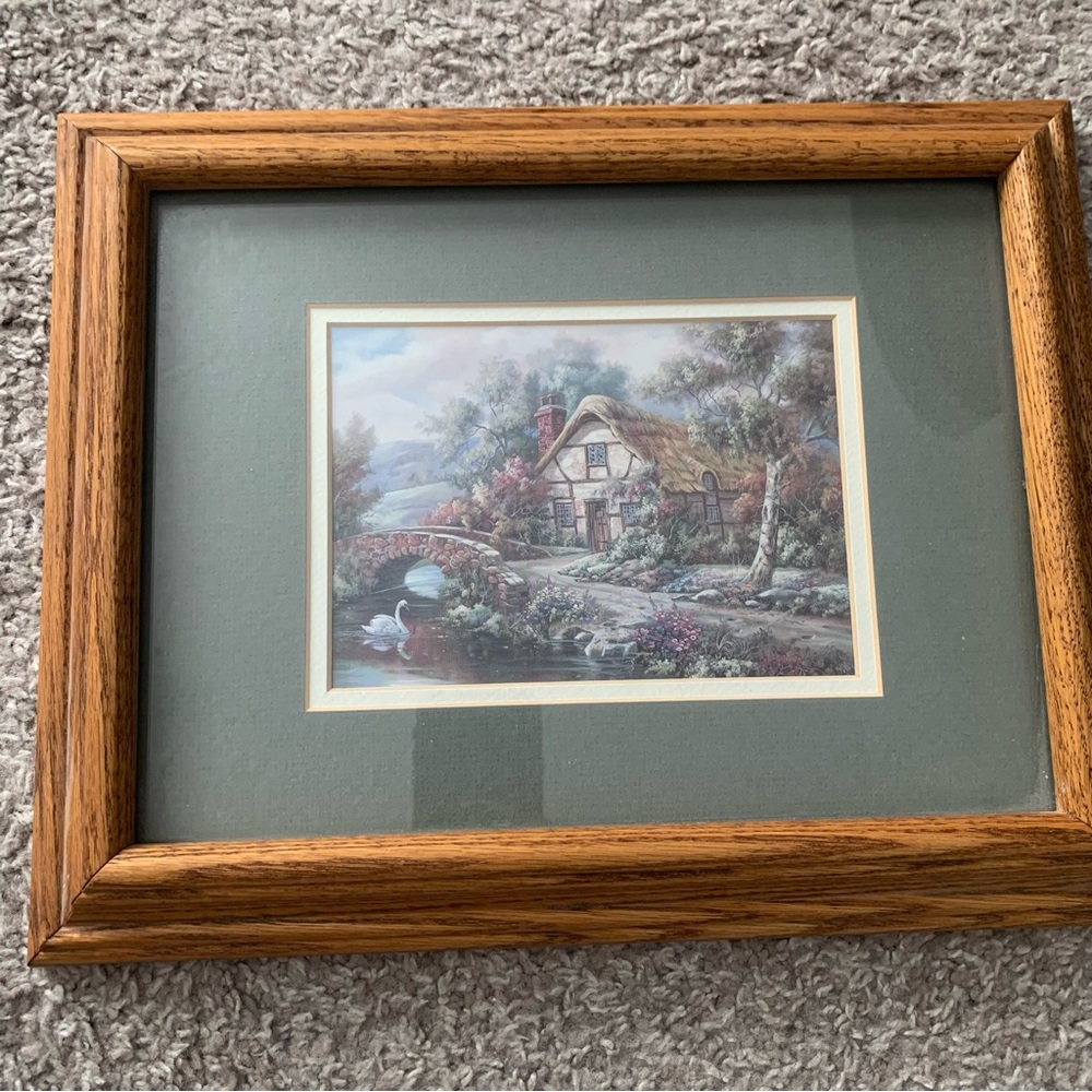 Carl Valente, English Countryside Cottage Bridge,  Framed Art Print